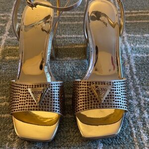 Guess Metallic Gold Studded Heels